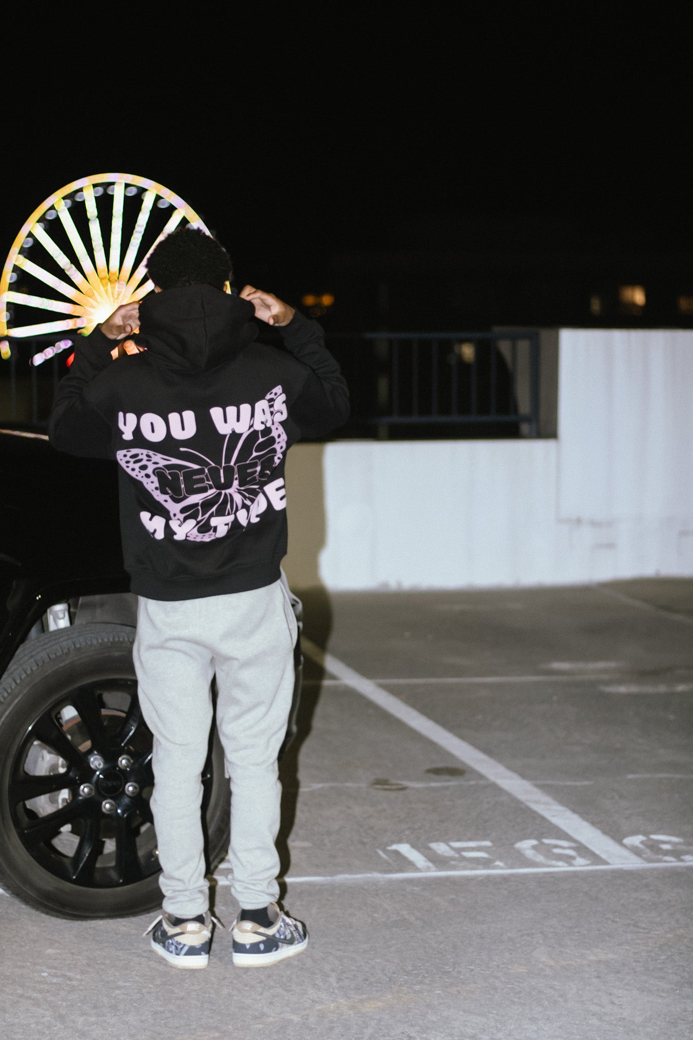 Black & Pink You Was Never My Type Butterfly Hoodie